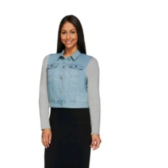 LIZ Claiborne New York Denim Jacket WITH Sweater K - Picture 1 of 4